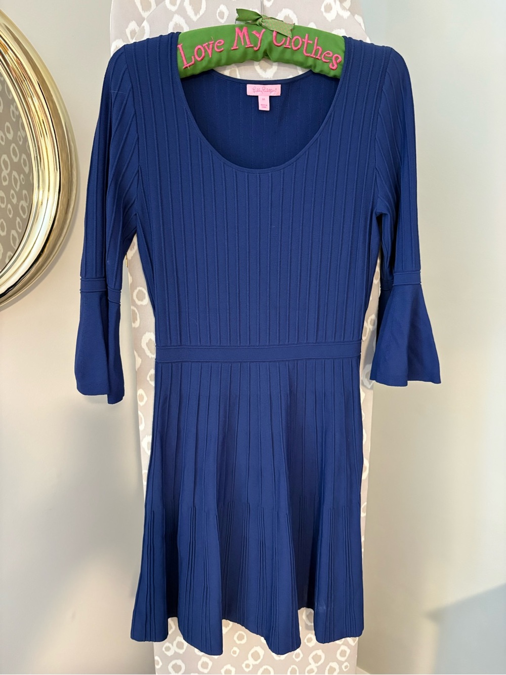 Lilly Pulitzer Scoop Neck Ribbed Fit-and-Flare Dress in Deep Blue